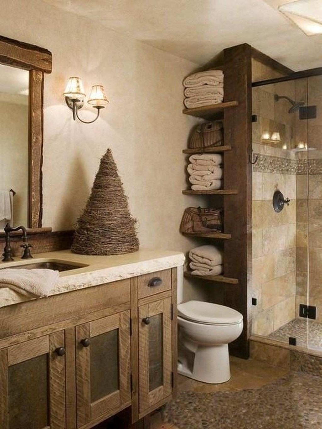 44 Affordable Farmhouse Bathroom Design Ideas - HOMYHOMEE