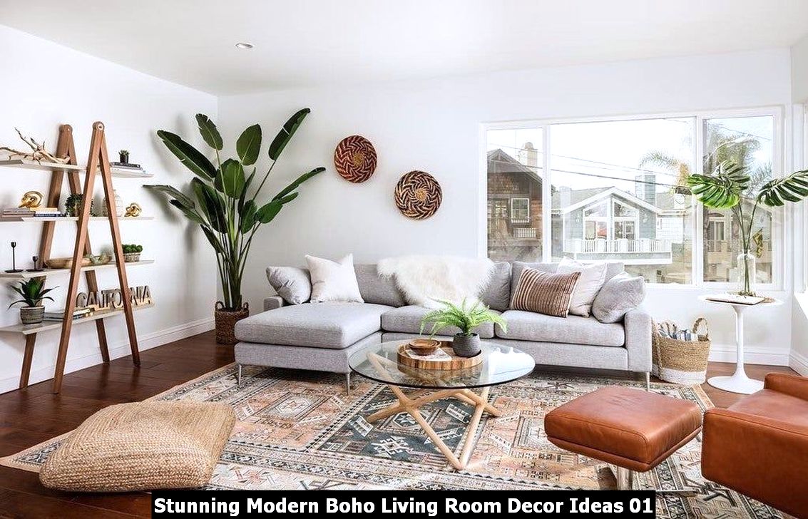 Grey Minimalist Modern Boho Living Room