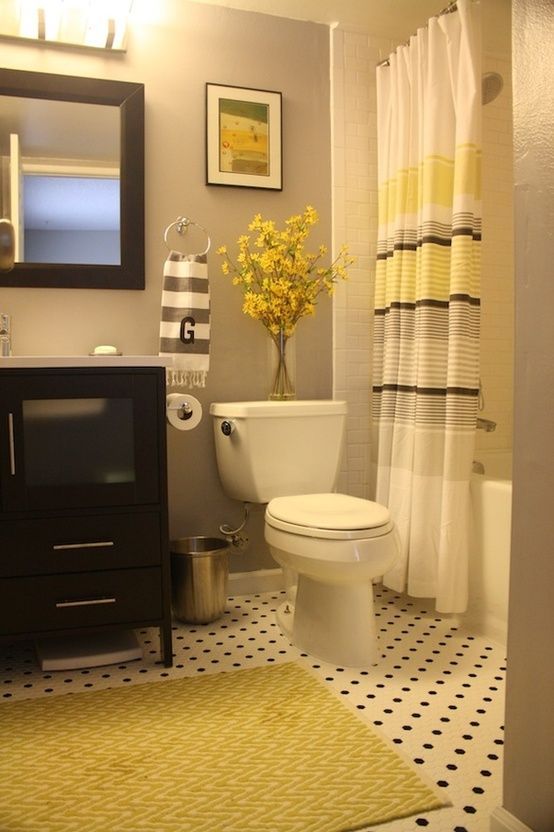 Grey And Yellow Bathroom