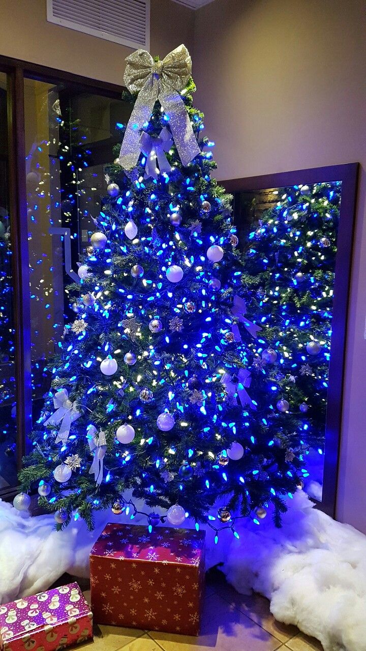 White Christmas Tree With Blue Lights