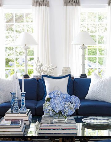 Blue And White Living Room